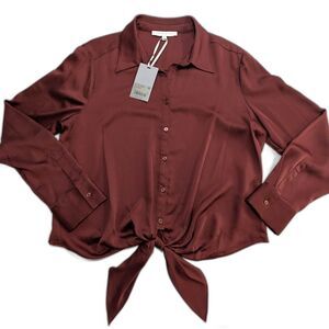NWT Preston & York Satin Red Button Down Professional Blouse Size Large